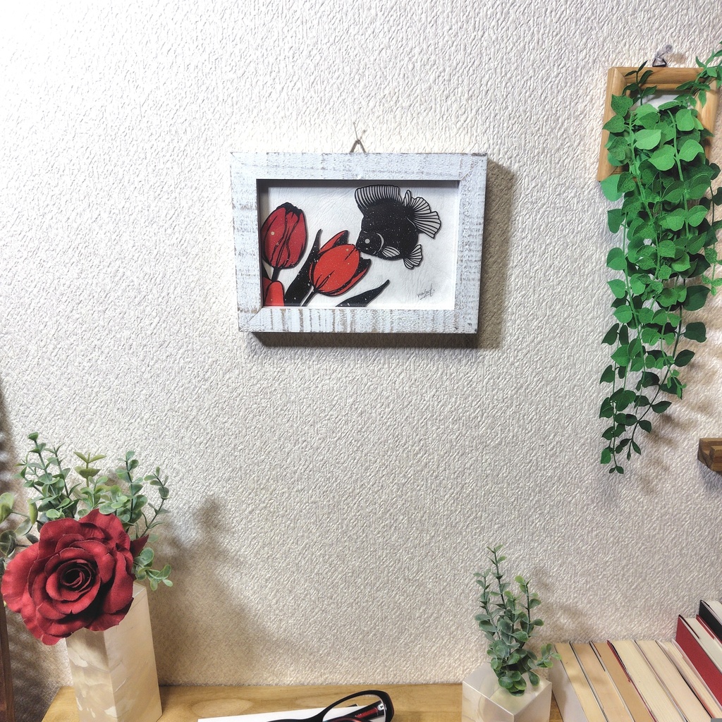 【切り絵原画】求愛 ミニ額