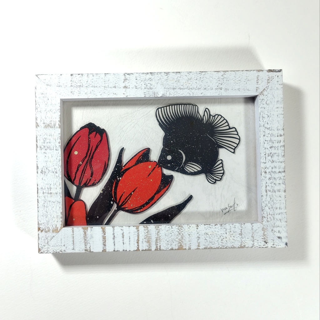 【切り絵原画】求愛 ミニ額