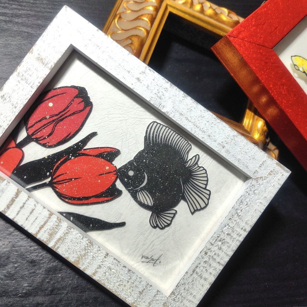 【切り絵原画】求愛 ミニ額