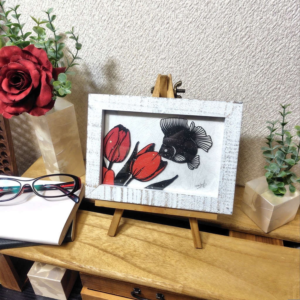 【切り絵原画】求愛 ミニ額