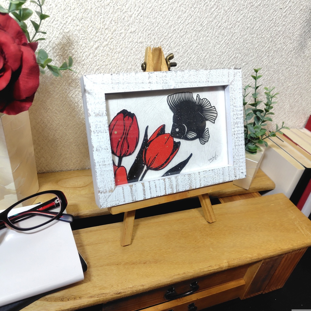 【切り絵原画】求愛 ミニ額