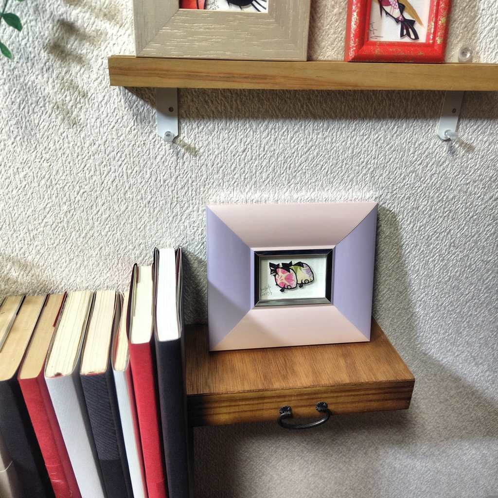 【切り絵原画】朝顔柄のピンポンパール ミニ額