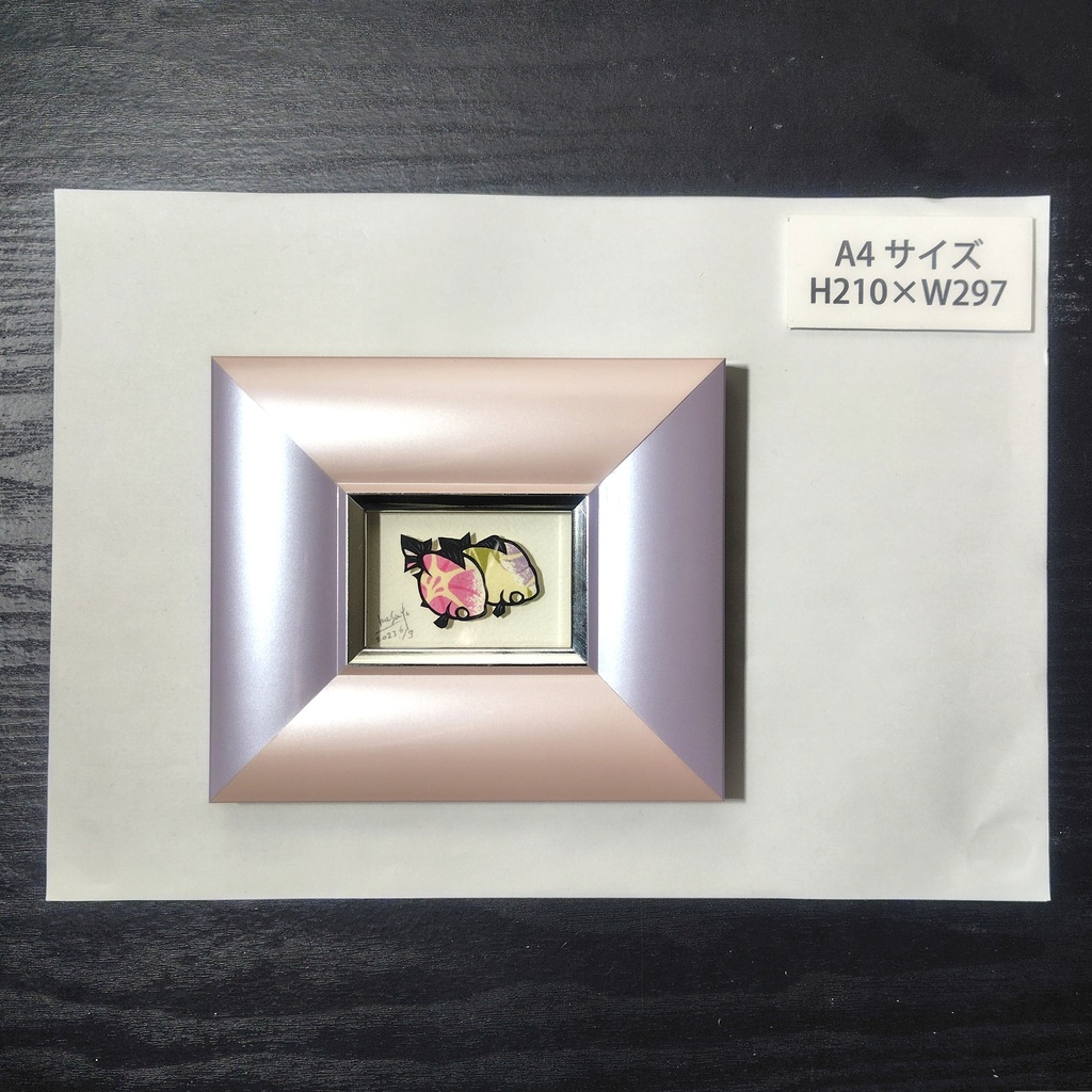 【切り絵原画】朝顔柄のピンポンパール ミニ額