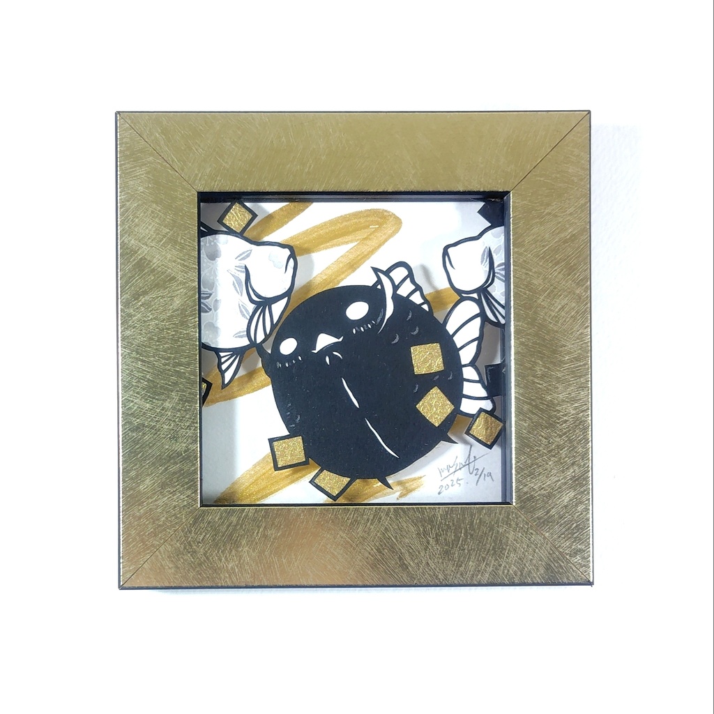 【切り絵原画】今日も遊ぼう　ミニ額