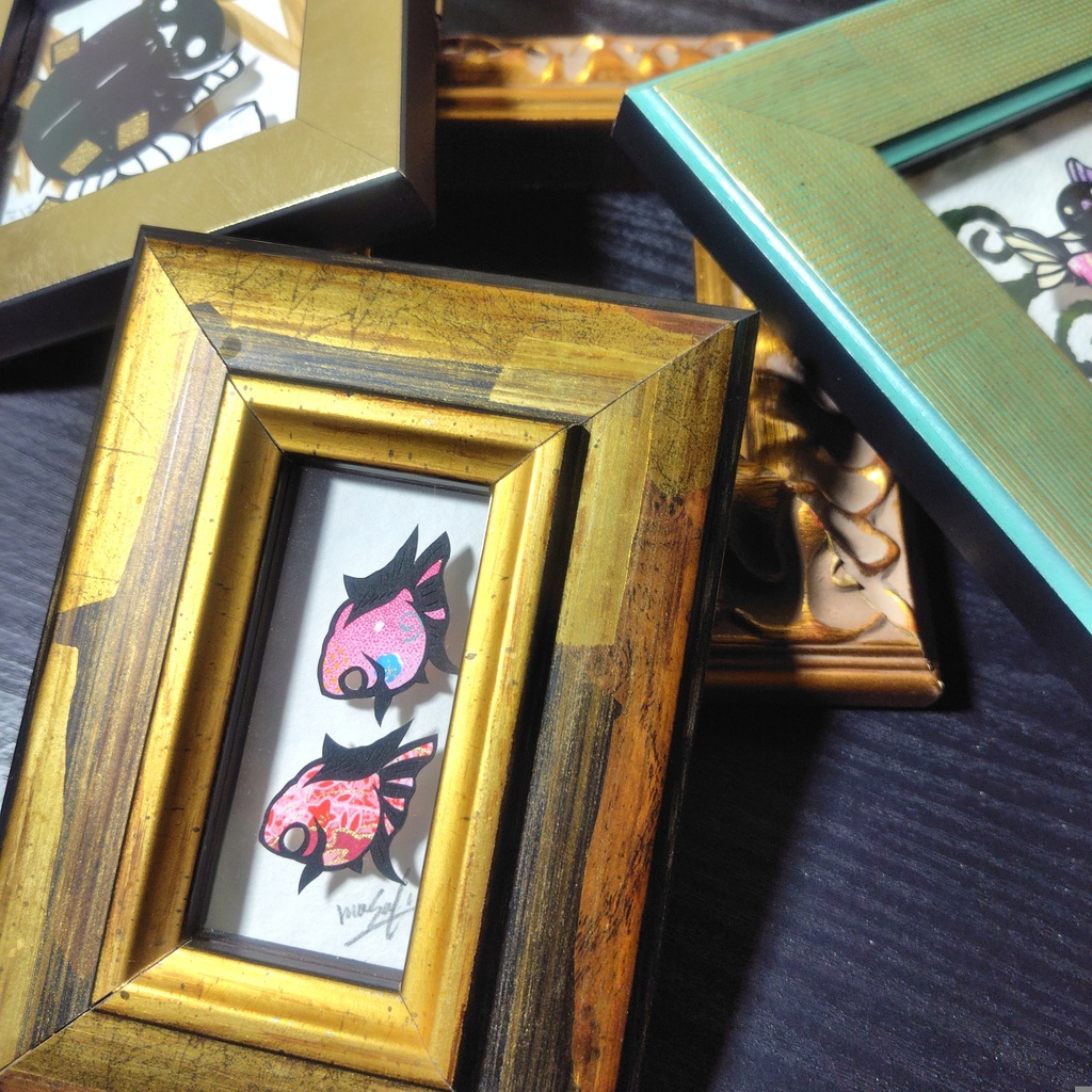 【切り絵原画】ピンポンパール ミニ額