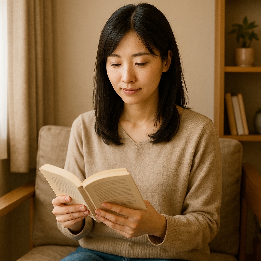 【自然光のやさしさ】日常の女性ポートレート 7枚セット|読書・リビング・外出シーン