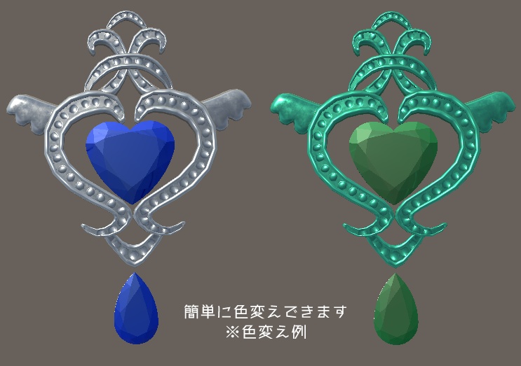 ハートと翼のブローチ(Brooch_Heart wing)