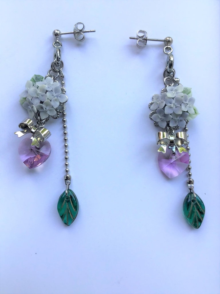 36 紫陽花ブーケのピアス(サージカルステンレス)パーツ変更可