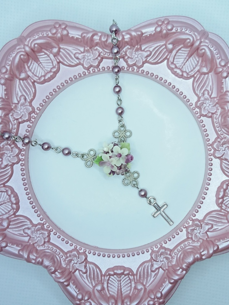 92 葡萄ブーケのミニロザリオネックレス