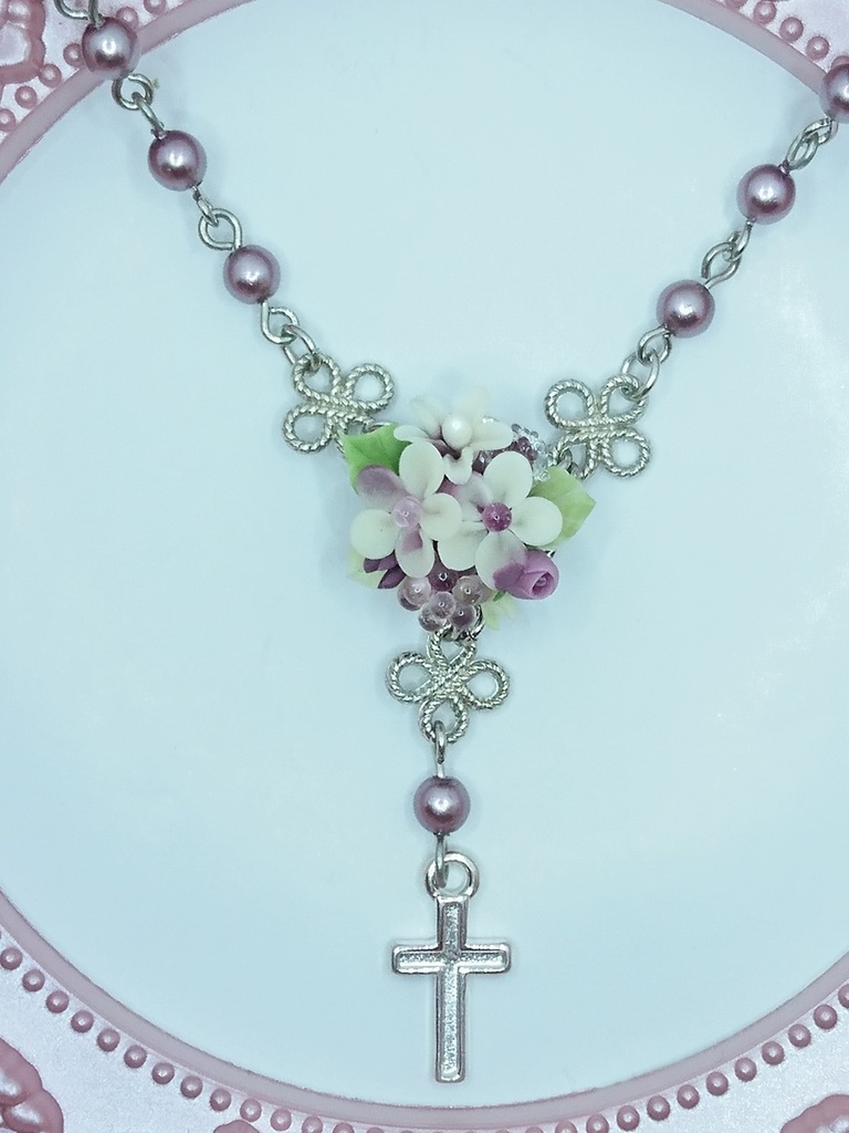 92 葡萄ブーケのミニロザリオネックレス