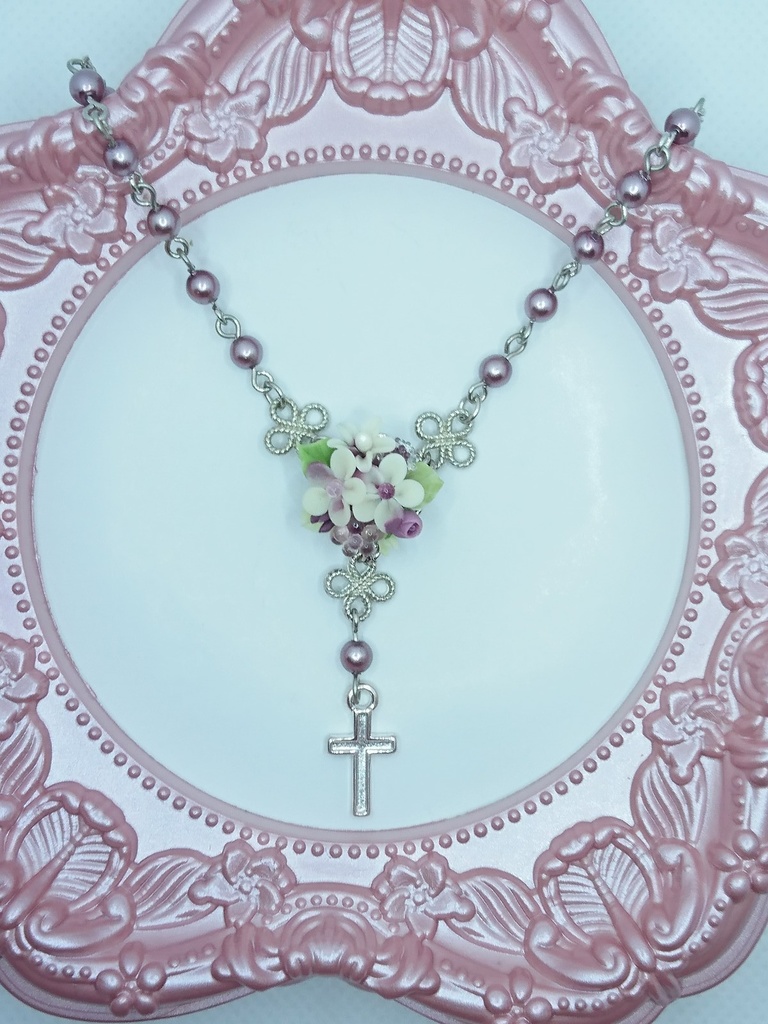 92 葡萄ブーケのミニロザリオネックレス