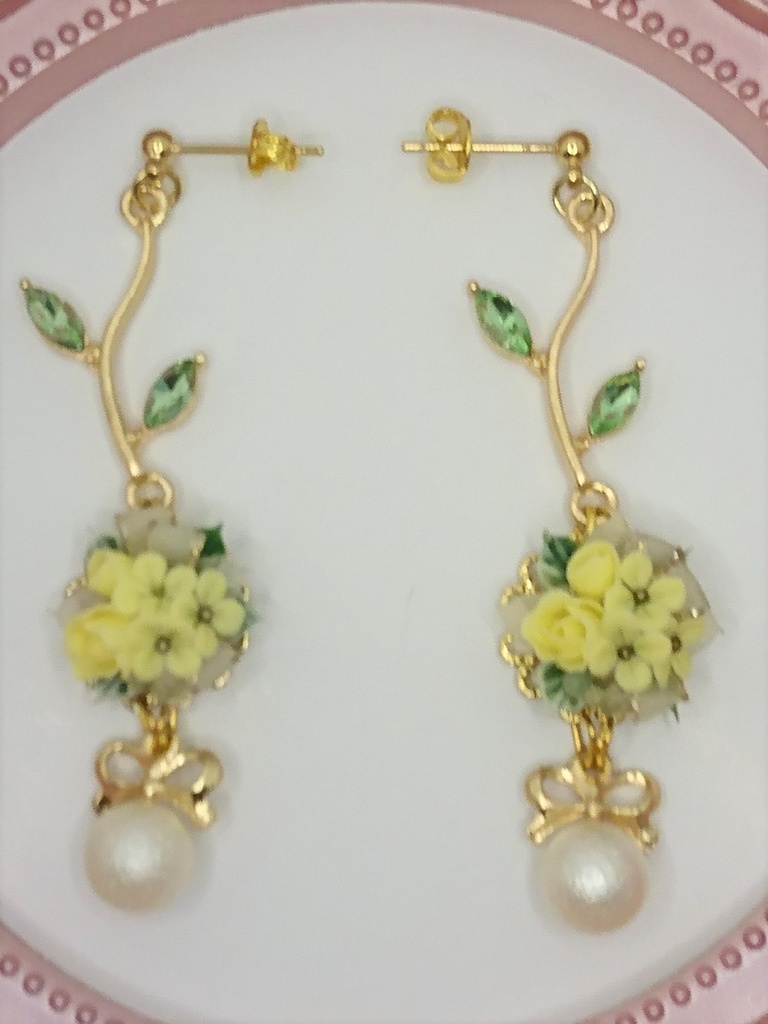 63 菜の花のブーケピアス(サージカルステンレス)パーツ変更可