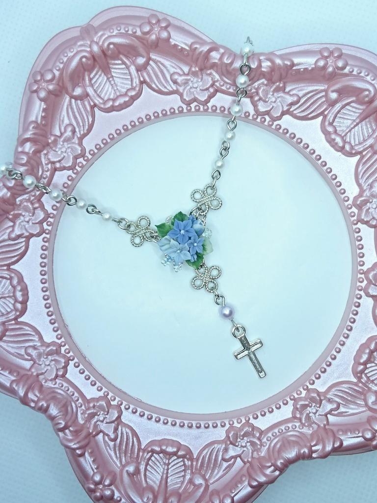 EB5【BOOTH限定】桔梗のブーケミニロザリオネックレス