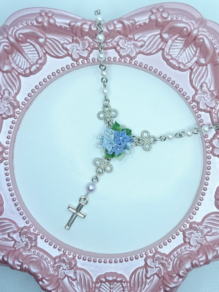 EB5【BOOTH限定】桔梗のブーケミニロザリオネックレス