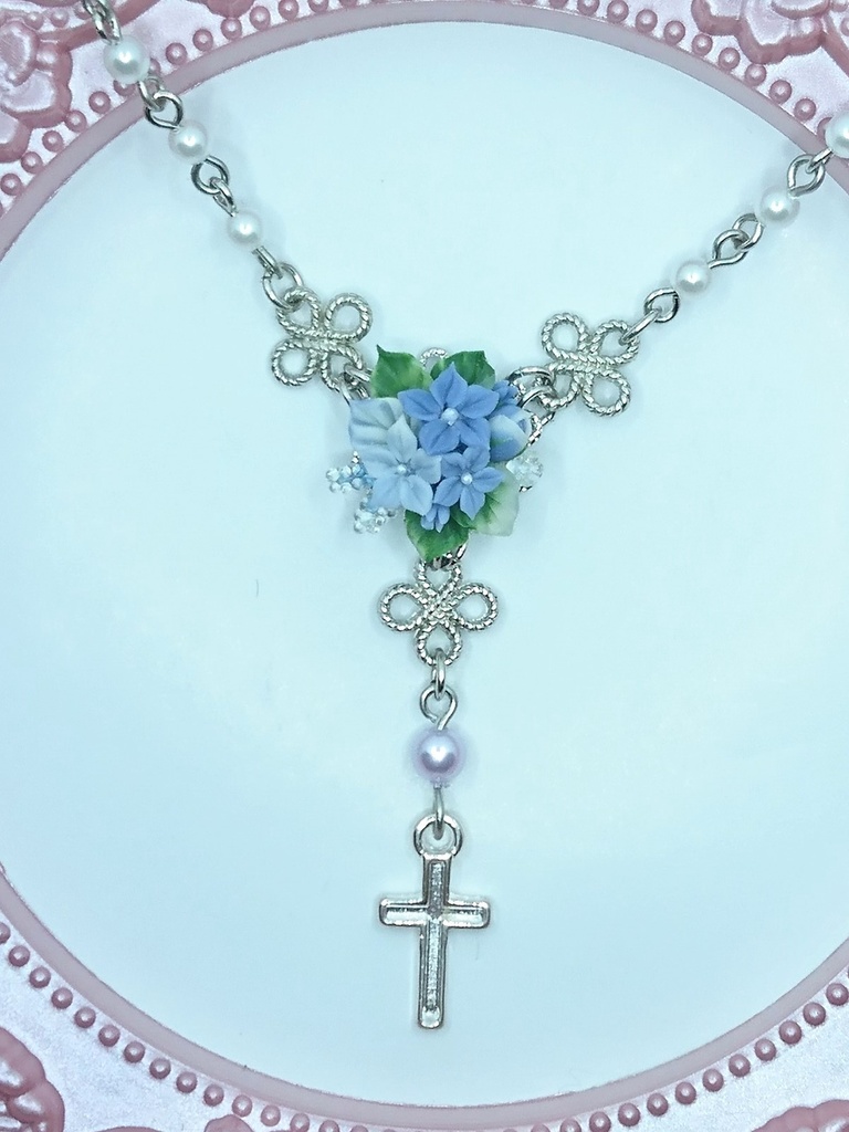 EB5【BOOTH限定】桔梗のブーケミニロザリオネックレス
