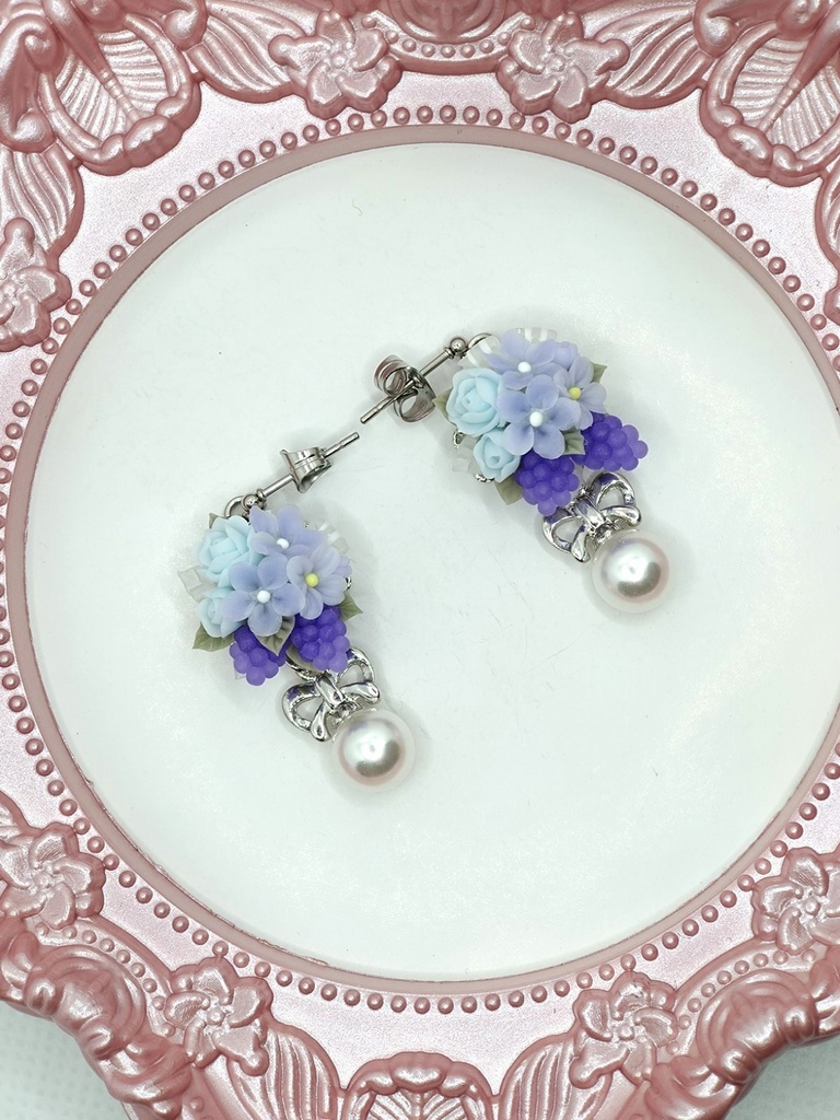 152 葡萄のブーケピアス(サージカルステンレス)パーツ変更可