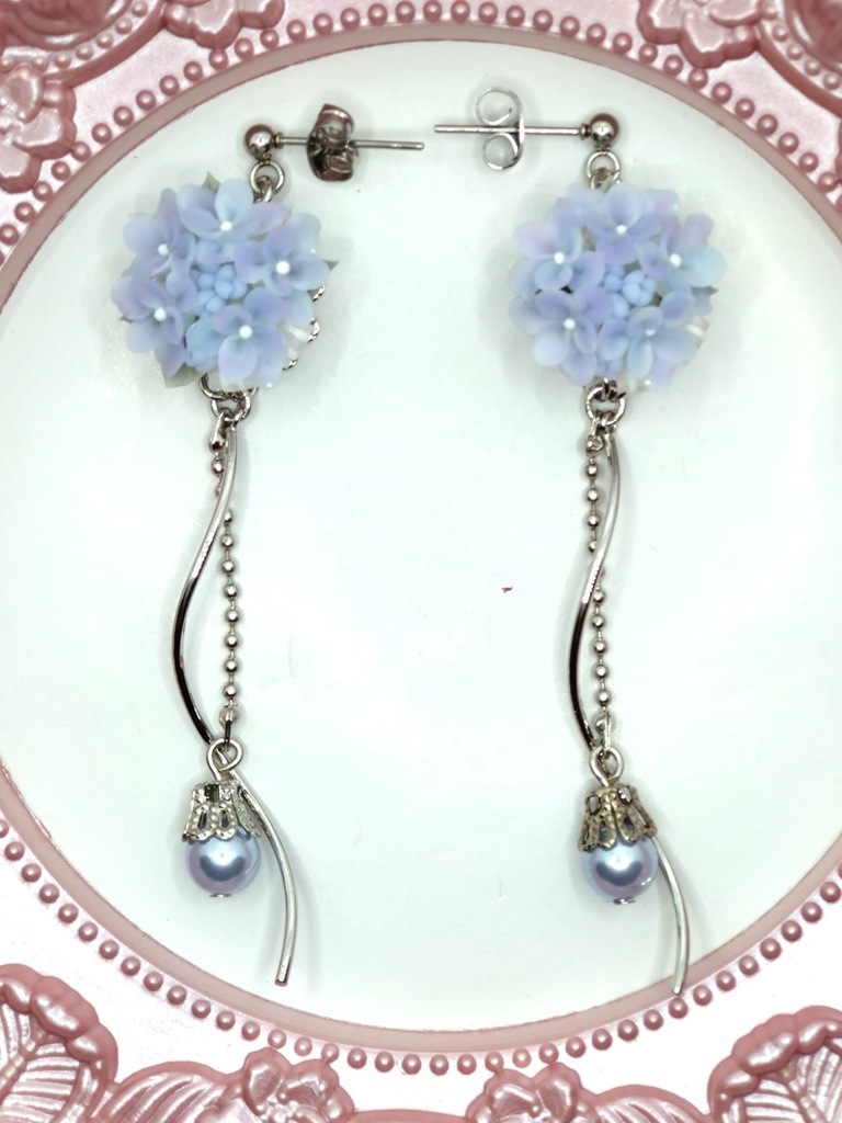 226 紫陽花のブーケピアス(サージカルステンレス)パーツ変更可