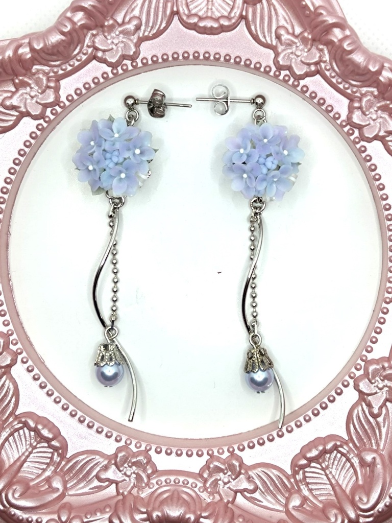 226 紫陽花のブーケピアス(サージカルステンレス)パーツ変更可