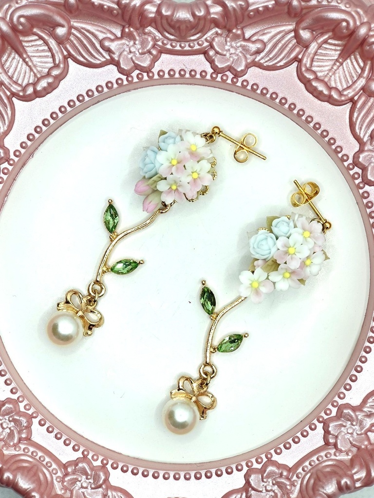 150 桜のキャスケードブーケピアス(サージカルステンレス)パーツ変更可