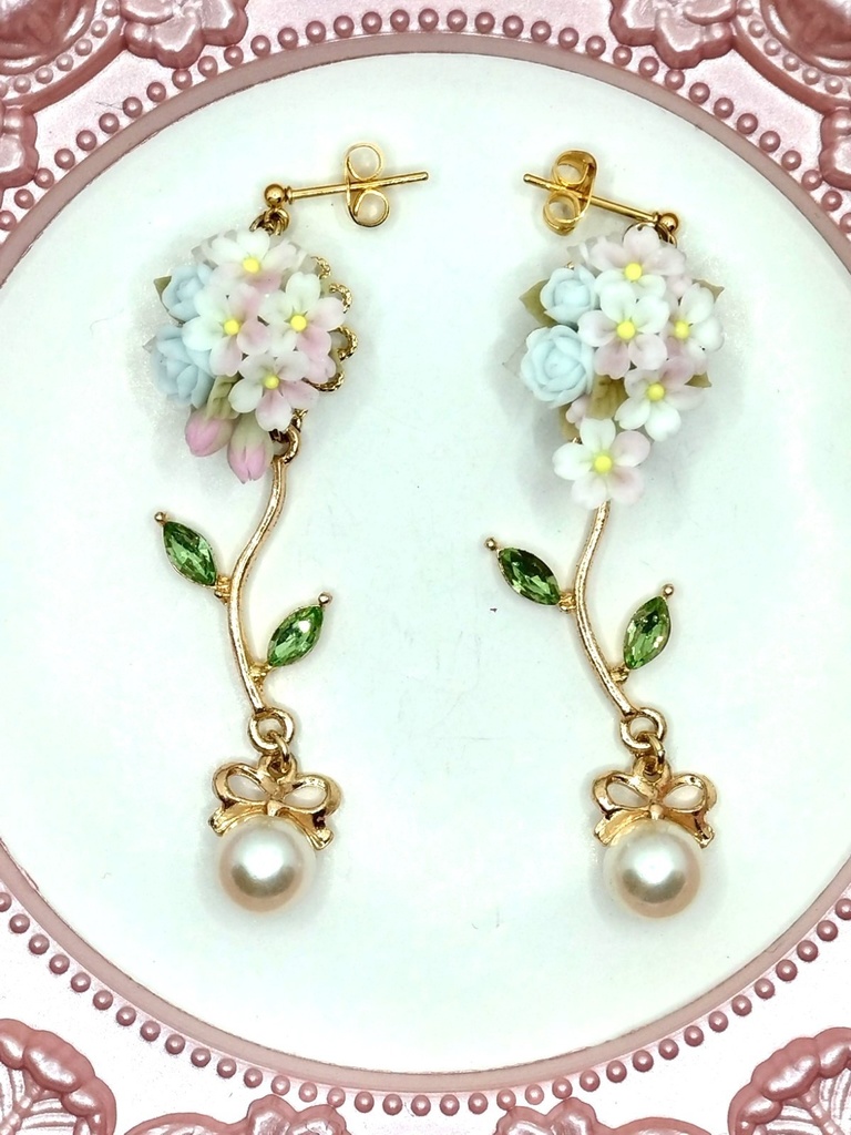 150 桜のキャスケードブーケピアス(サージカルステンレス)パーツ変更可