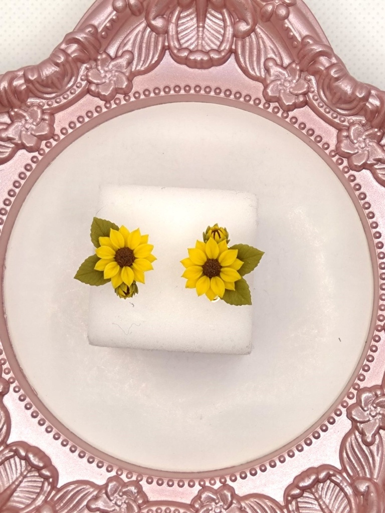 208 ひまわりのミニブーケピアス(サージカルステンレス)チャーム着脱可