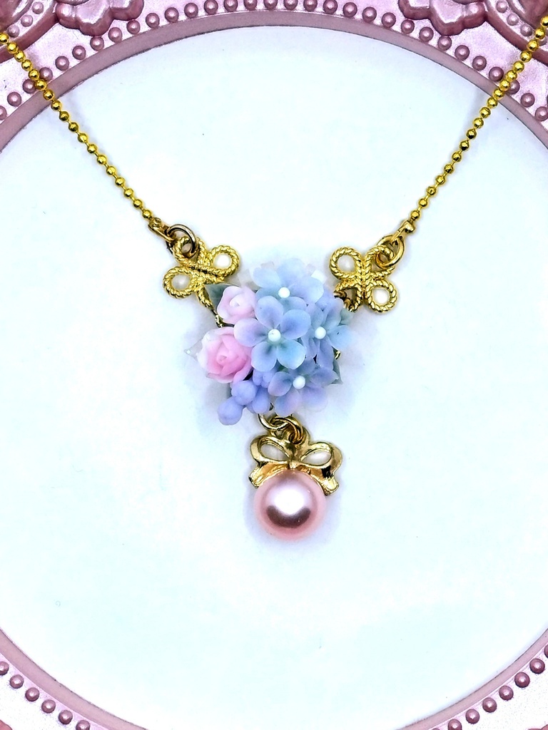 308 デルフィニウムのブーケネックレス