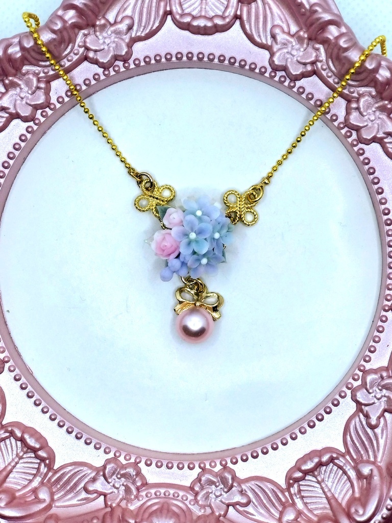 308 デルフィニウムのブーケネックレス