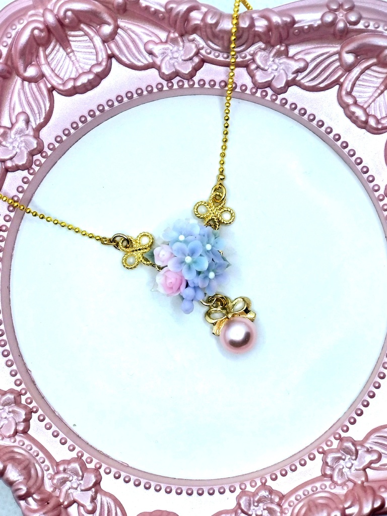 308 デルフィニウムのブーケネックレス