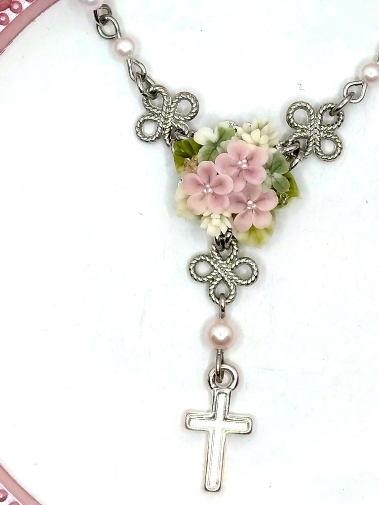 385 桜のブーケミニロザリオネックレス
