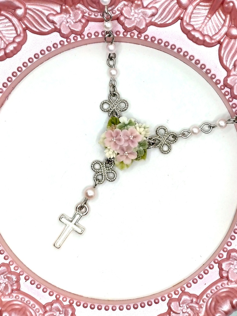 385 桜のブーケミニロザリオネックレス