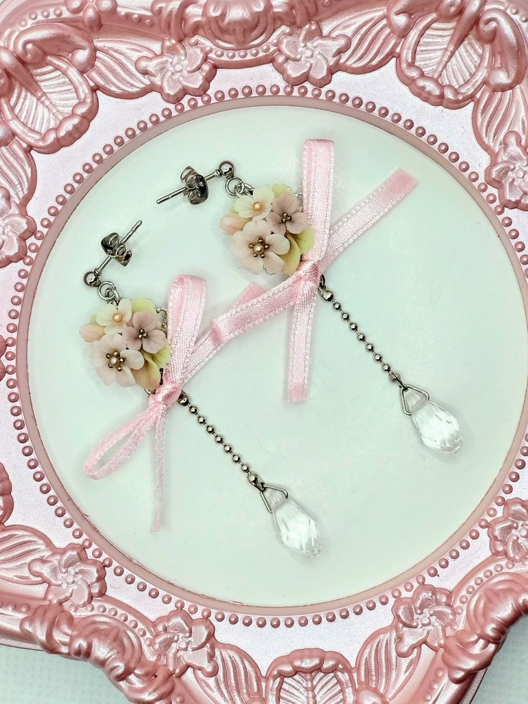 421 桜のブーケリボンピアス
