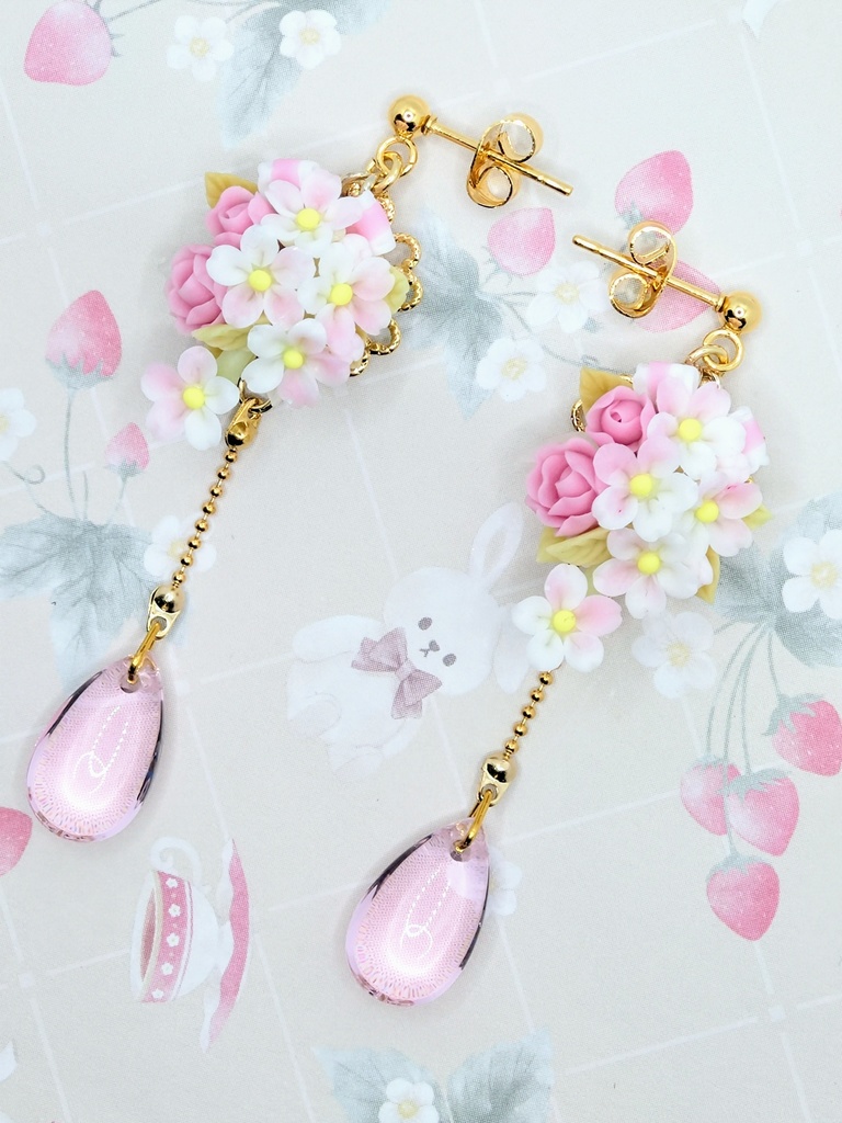 492 桜のキャスケードブーケピアス