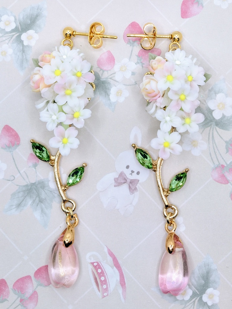 494 桜のキャスケードブーケピアス