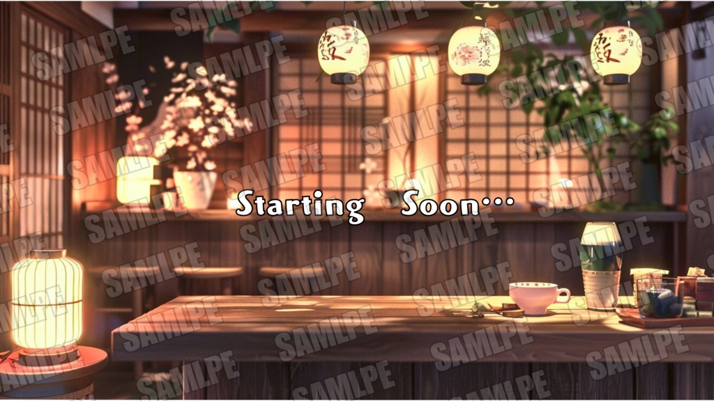 【無料配布】和風カフェ配信背景素材（待機画面＋オーバーレイ）