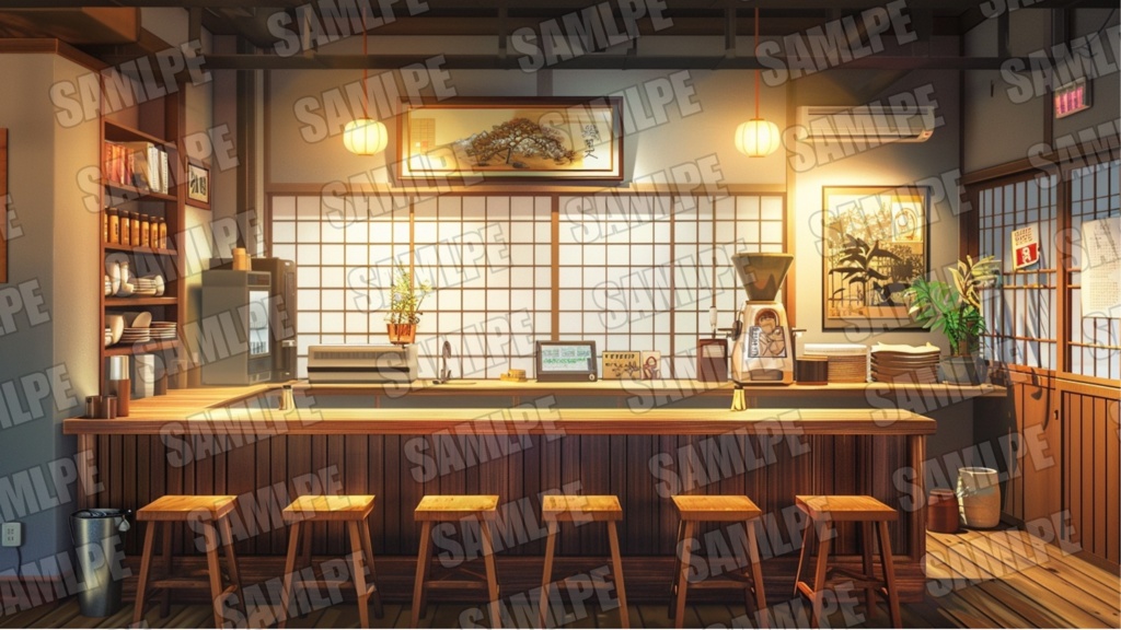 【フル版】和風カフェ配信背景素材セット