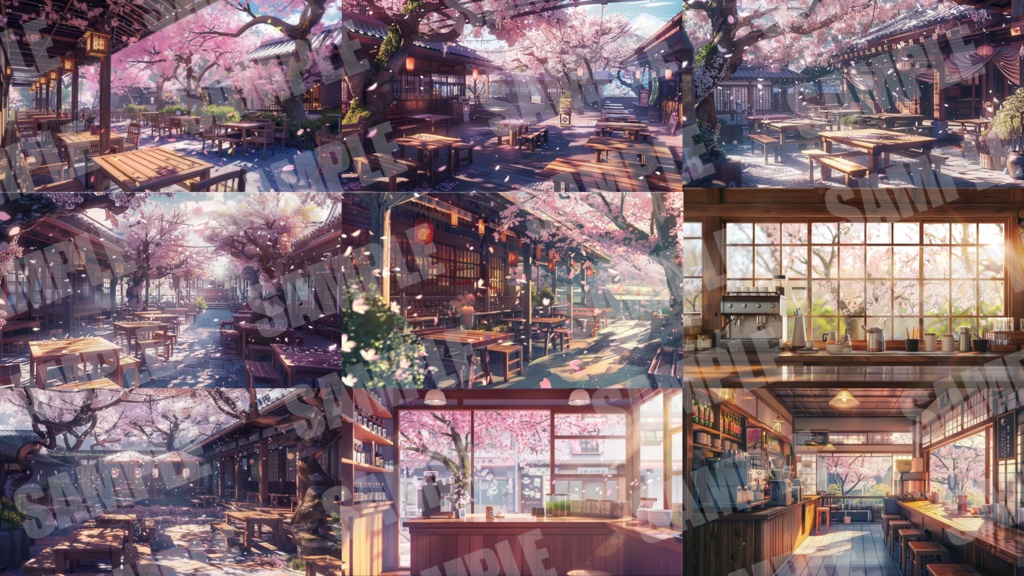 【背景44枚+小物6点】春のカフェ(ゲーム/Vtuber/TRPG etc)