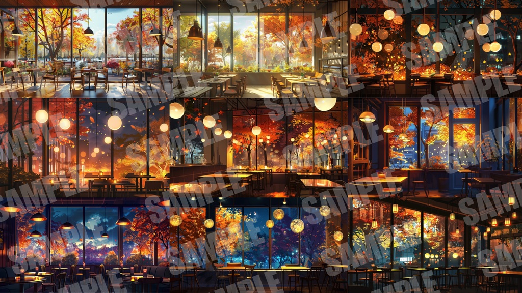 【背景44枚+小物6点】秋のカフェ(ゲーム/Vtuber/TRPG etc)