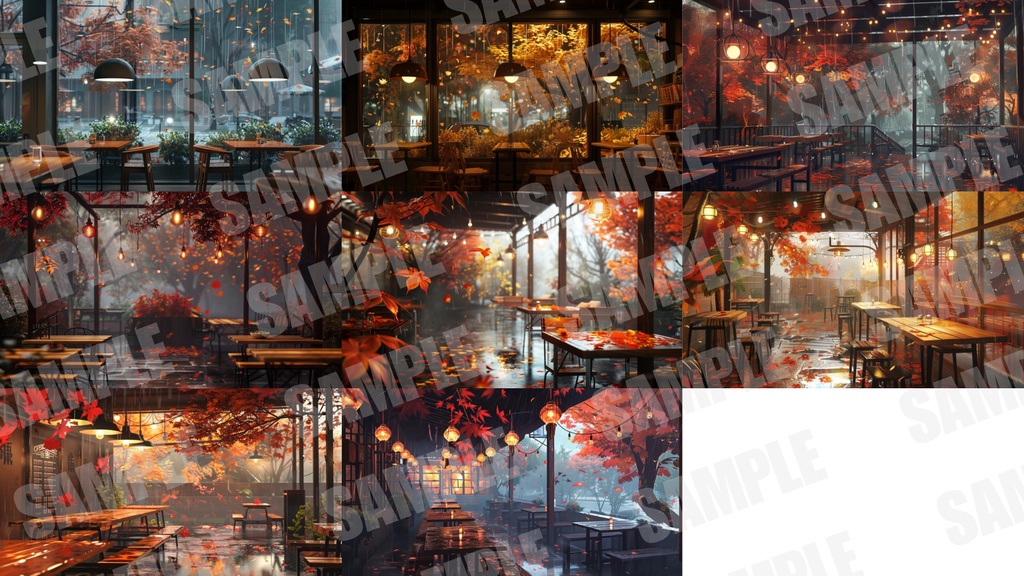 【背景44枚+小物6点】秋のカフェ(ゲーム/Vtuber/TRPG etc)