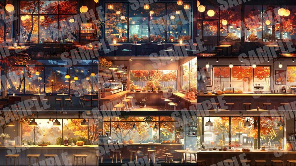 【背景44枚+小物6点】秋のカフェ(ゲーム/Vtuber/TRPG etc)