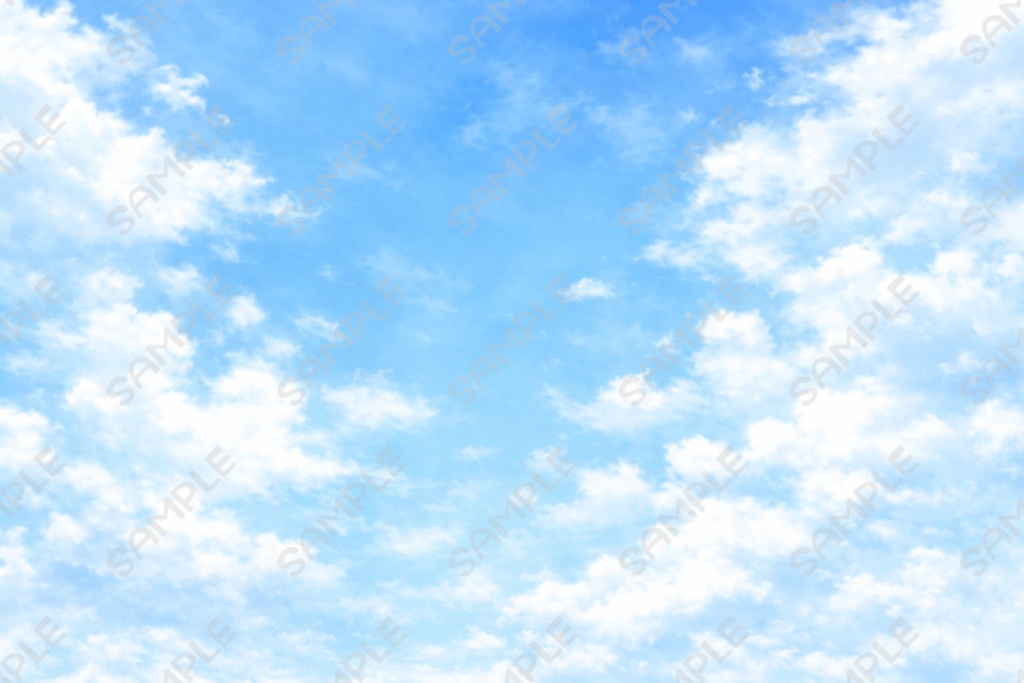 春の青空ふわふわ雲背景素材｜パステル空・配信サムネ・動画背景