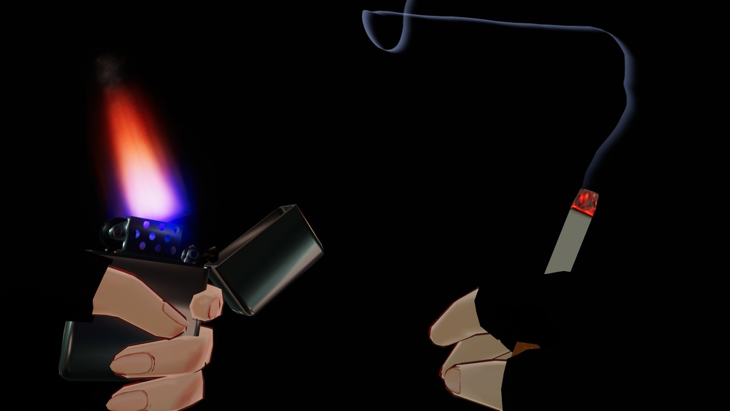 (全アバターMA対応)VRC想定アバターギミック タバコ、ライターセット 点火可能