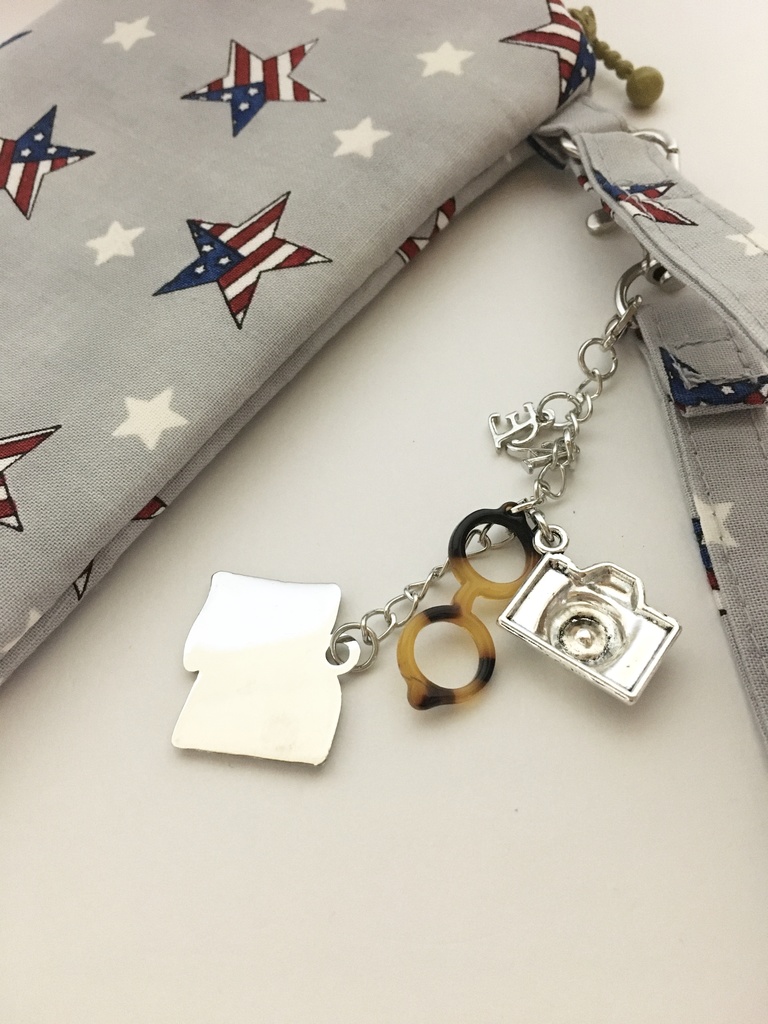 星条旗柄 ふんわり ストラップ付き メガネケース ペンケース