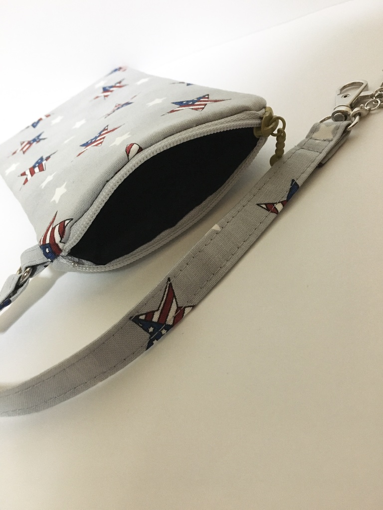 星条旗柄 ふんわり ストラップ付き メガネケース ペンケース