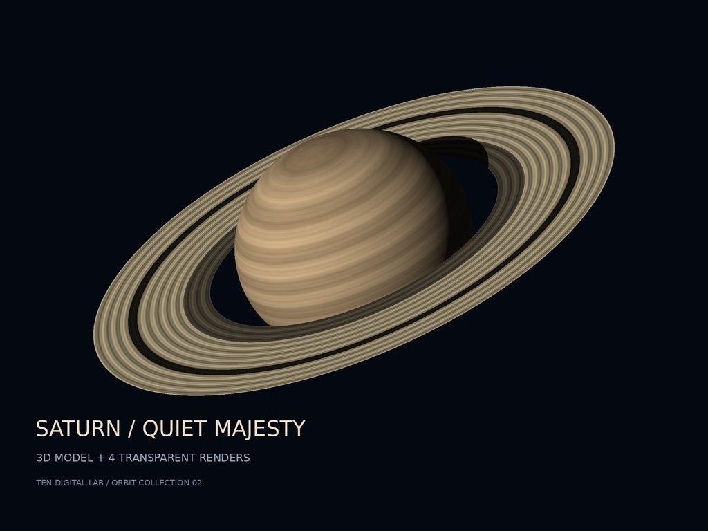 静寂の土星｜3Dモデル＋透過PNG4角度【商用利用可】