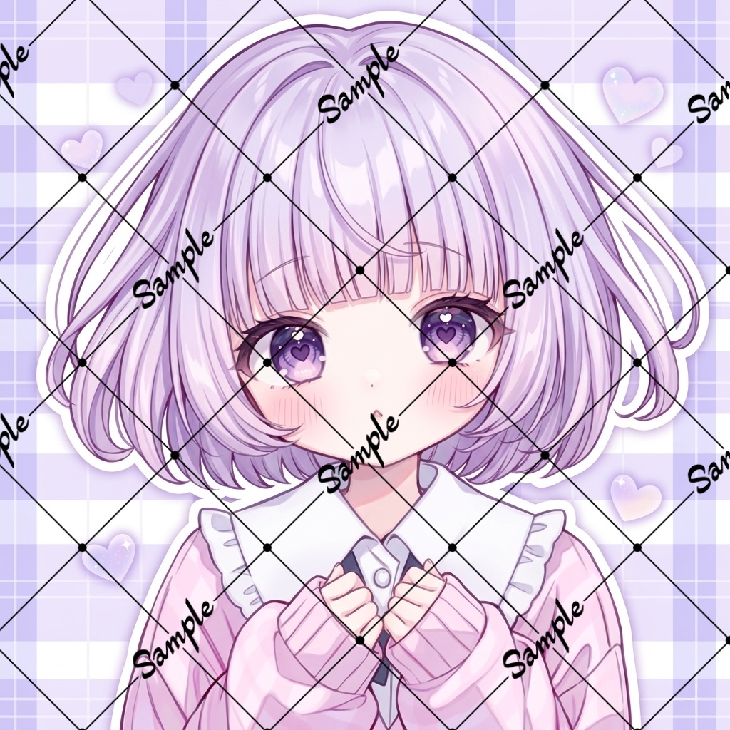 可愛い女の子のアイコン紫(正方形)