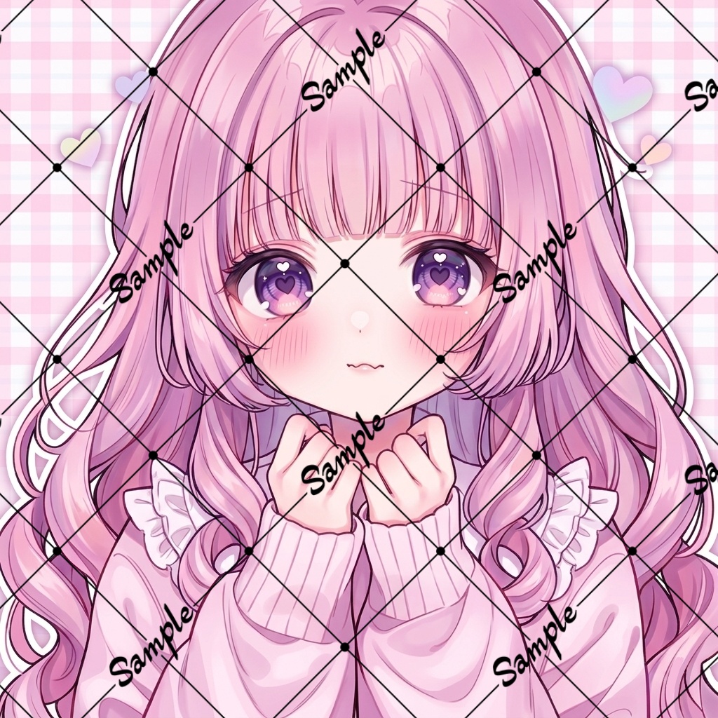 可愛い女の子のアイコンピンク(正方形)