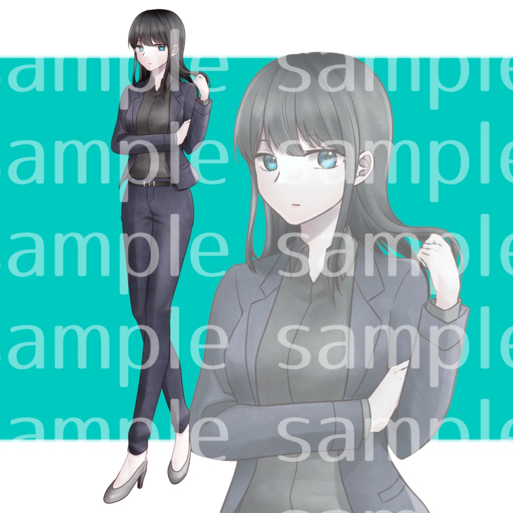 スーツ全身立ち絵素材