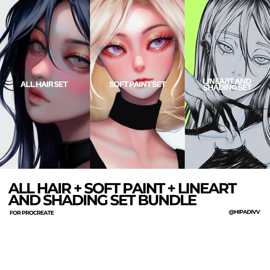 padivv All Hair + Soft Paint + Lineart and Shading Set Bundle