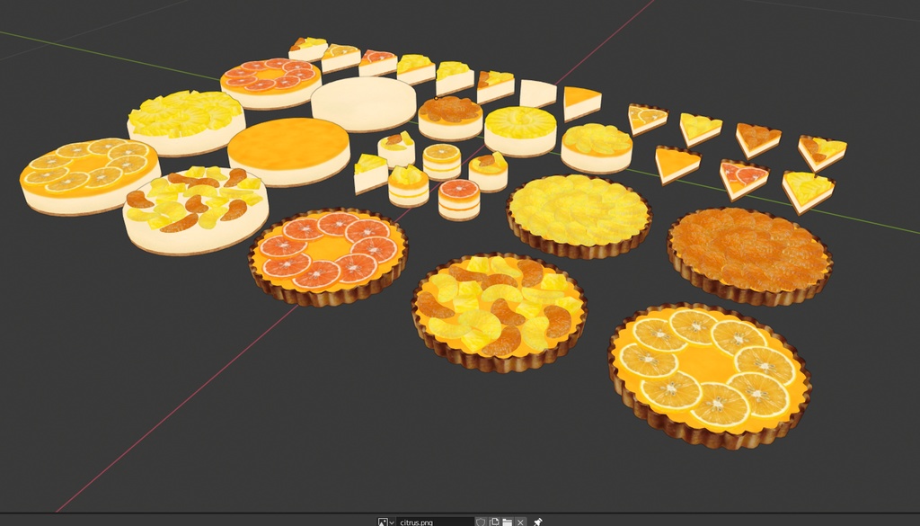 【3Dモデル】ベリーシトラスケーキ