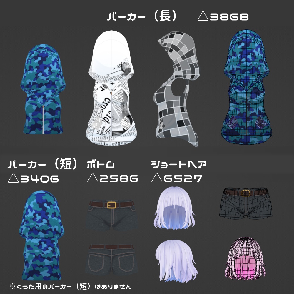 VRChat向け衣装】ギミック付きノースリーブパーカー(桔梗/し VRChat向け衣装】ギミック付きノースリーブパーカー(桔梗/し